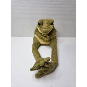 Folkmanis Bullfrog Frog Hand Puppet Realistic Textured Plush Green Long Legs
